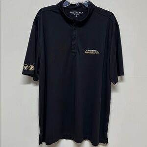 NWOT MATTE GREY Men's Black Polo Shirt with VOODOO RANGER Logos size 2XL